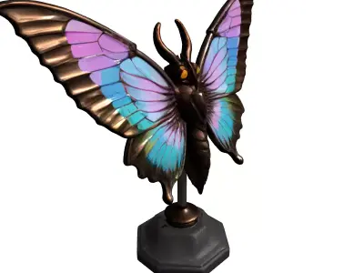 Iridescent SciFi Moth Statue Low-poly 3D model purchase