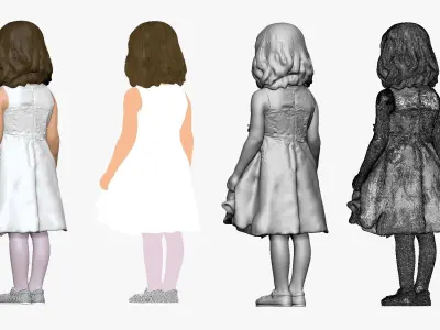 001116 little girl in white dress 3D model