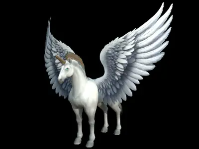 Winged Horse Pegasus 3D Model   Low-poly 3D model