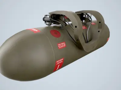 Helicopter External Fuel Tank 450L With Mount Low-poly 3D model