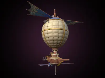 Stylized Solarpunk Airship 3D model