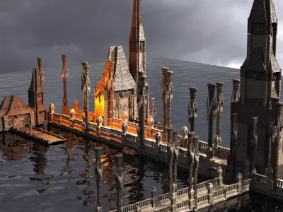 Fishing Town Port Kult Kitbash 3D model