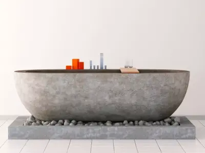 Stone bathroom on pebbles 3D model