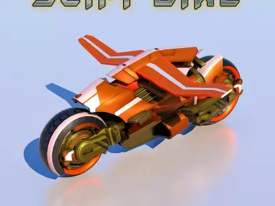 Sci-Fi Bike Tron high and low poly combo Low-poly 3D model