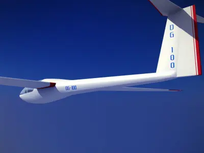 Glider Sailplane Glaser DG-100 low poly Low-poly 3D model