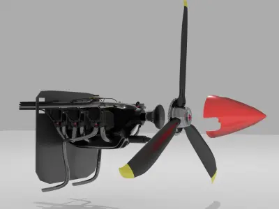 Lycoming O-540 Low-poly 3D model
