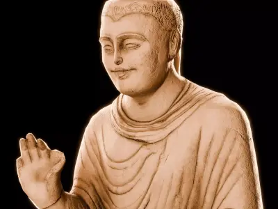 Ancient Stone Sitting Buddha Weathered Lower Part TORZO03 Low-poly 3D model