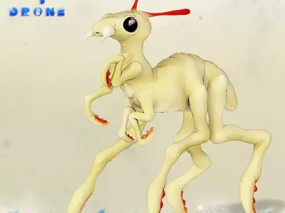 Rigged Alien Drone Creature 3D Model for Poser and Daz 3D model