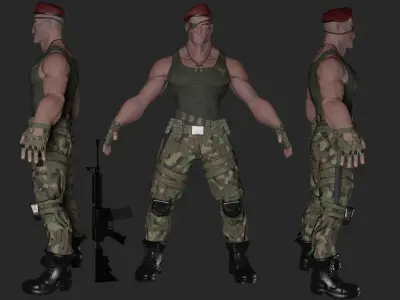 Mercenary soldier Low-poly 3D model