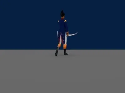 Black OFFICER LOW POLY Napoleonic wars Low-poly 3D model
