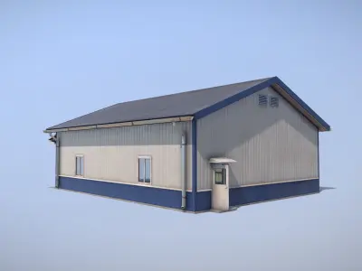 Airfield Hangar 12m Vr1 BLUE Low-poly 3D model