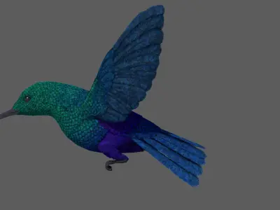 3D hummingbird fighter jet in flight 3D model