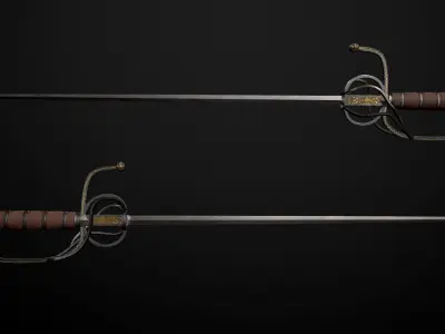 Rapier PBR Low-Poly Game Ready medieval sword Low-poly 3D model