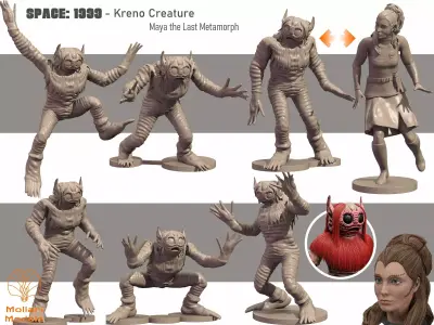 Wee Kreno and Maya Sculptures - Space 1999 10 Pack 3D print model