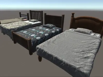 Simple bedroom furniture  Free low-poly 3D model