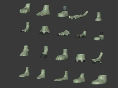 Cartoon Feet Pack Low-poly 3D model