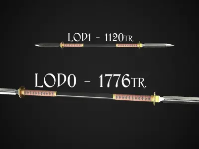 Spear and Glaive A1 Low-poly 3D model