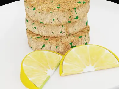 Crab Cakes Plate Low-poly 3D model