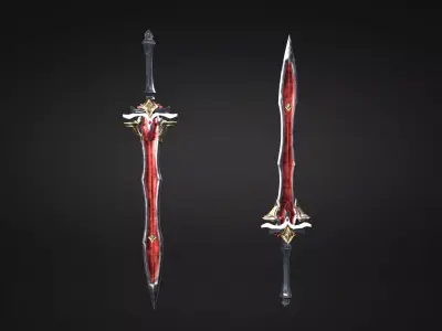 Low Poly Fantasy Sword in Asian style Low-poly 3D model