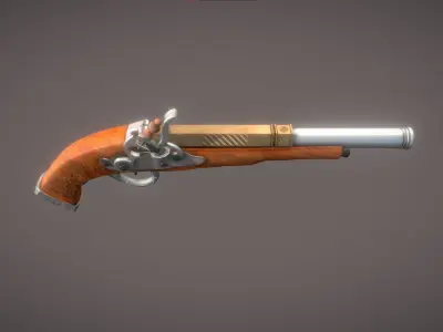 Flintlock Pistol Low-poly 3D model
