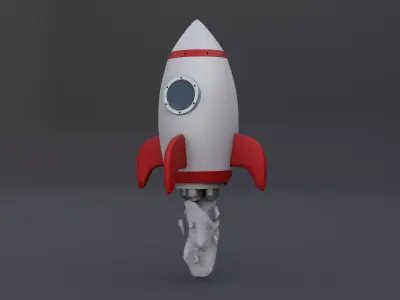 Cartoon Style Rocket Low-poly 3D model