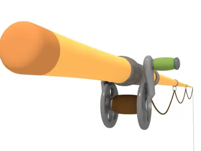 Fishing Pole Rigged 3D model