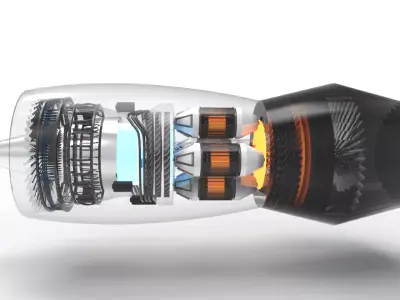 Jet engine N90 Low-poly 3D model