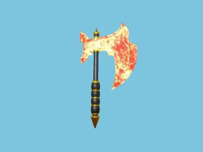 Medieval Battle Axe 09 Elemental Fire - Fantasy Weaponry Low-poly 3D model