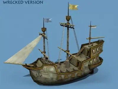 Medieval Sailing Ship 3D model