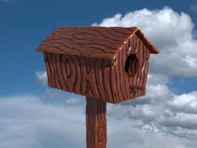 Cartoon Birdhouse Low-poly 3D model