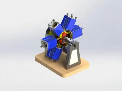 Six Cylinder Radial Engine 3D print model