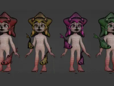 Pisces Character Girl 3D model 3D model