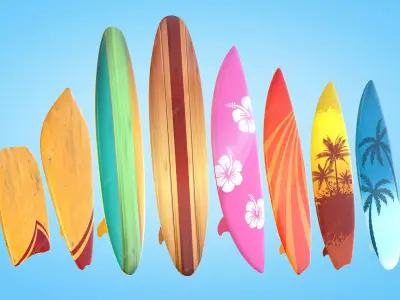 Surfboards Low-poly 3D model