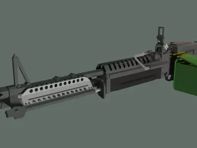 3D FREE Low Poly Stylized M60 Machine Gun Free low-poly 3D model