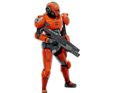 CYBER SOLDIER F-3000 Rigged for Unreal Engine - Unity - MIXAMO  3D model