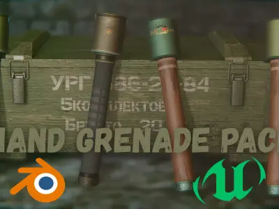 Hand Grenade StielhandGranate type Low-poly 3D model