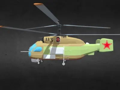 ka-27 military helicopter with two propellers Low-poly 3D model