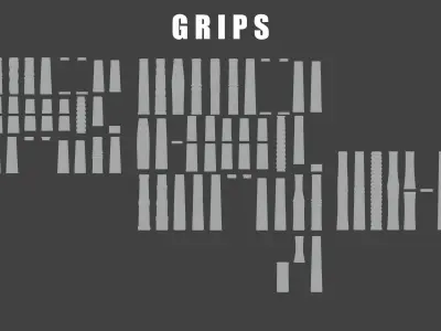 Modular Medieval European Sword-Falchion pack Low-poly 3D model