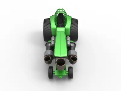 Pulling Tractor JD with 3 jet engines Scale 1 to 25 3D print model