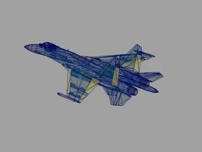 Su-27 ukrainian fighter jet Low-poly 3D model
