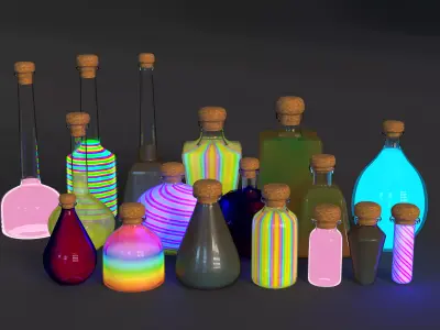 Set of Flasks 3D model