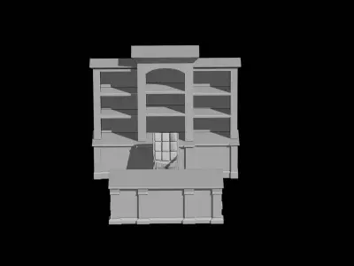 Executive Office Desk and Bookshelf Set Low-poly 3D model