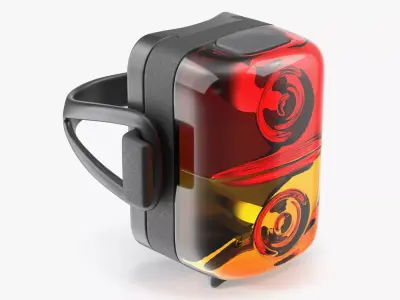 Compact Bike Tail Safety Light Red Yellow 3D model