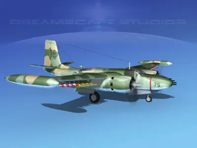Douglas A-26K Invader USAF Vietnam 2 3D model