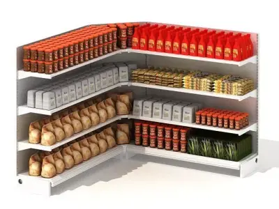 Stocked Food Shelf 3D model