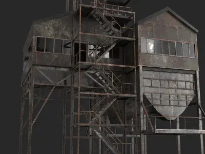Old Rusty Industial Building 3D model