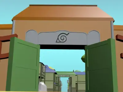 Konoha Naruto in Loupolli style Free low-poly 3D model