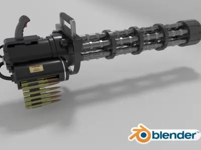 Minigun and Drill Low-poly 3D model