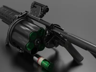 Multiple Shot Grenade Launcher Fps - Tps Low-poly 3D model