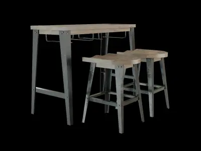 Dining Table Set-04 Low-poly 3D model